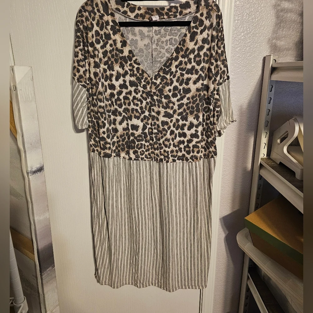 Sew In Love Leopard and Stripe Midi Dress